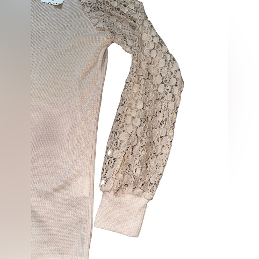 Miholl Waffle Lace Long Sleeve Top - Picture 3 of 6